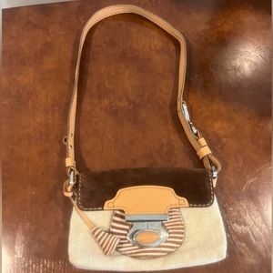 Tod’s Canvas and Leather Summer Satchel, Beige/Brown